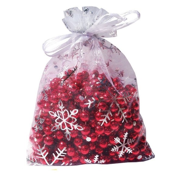 Stratalife Organza Bags 5x7 with Drawstring Snowflake Bags Small Jewelry Baggies Favor Pouches Christmas Gift Bags Chocolate Candy Bags 100PCS (Snowflake 5x7)