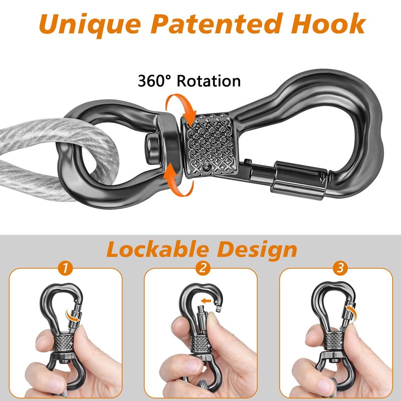 XiaZ Dog Tie Out Cable 50ft, Outdoor Runner Lead Chain