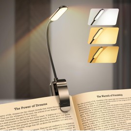 Rechargeable LED Book Light for Reading in Bed, Eye Caring 3 Color Temperatures, Adjustable Brightness, Durable & Lightweight ABS Design, Clip On Reading Lamp for Study/Travel,Gifts for Adults & Kids