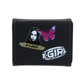 X-Girl Sticker Mini Wallet, Black Trifold Wallet