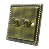 Georgian Antique Brass 2 Gang Dimmer 400W - 10 Amp