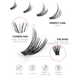 Short Lash Clusters Wispy C Curl Eyelash Clusters Volume Individual Eyelashes Natural Cluster Eyelash Extensions Natural Looking Cluster Lashes by Jiocolor（C Curl, 8-14mm)