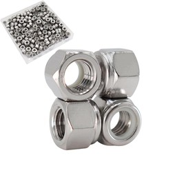 #10-24 Nylon Insert Hex Lock Nuts 150 Pack 304 Stainless Steel Self-Locking Nylon Lock Nuts Plain Finish for Industrial Construction Fasteners