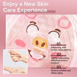 Gesichtsmasken, Niedliches Gesichtsmasken-Set, Gesichtsmasken Set mit Tiermotiv, Beauty Gesichtsmasken, Blattmasken-Set, Feuchtigkeitsspendend, Beruhigend, Erfrischend 7 Stück