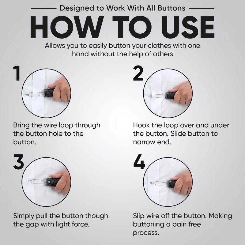 Button Hook and Zipper Pull by HEALUA - One Handed