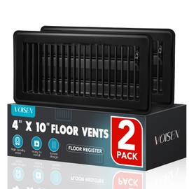 VOISEN Floor Register 4x10, 2 Pack Black Floor Register Vents,Heavy Duty Steel Walkable Floor Vents,Vent Covers for Home Floor