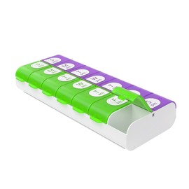 Ezy Dose Planificador semanal de pastillas de fácil llenado, Semanal AM/PM, Colores variados, 1-paquete
