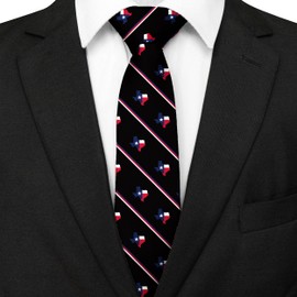 Guhothli Mens Texas State Map Pattern Necktie Three Color Stripes Ties Patriotic Red White Blue Neck Tie