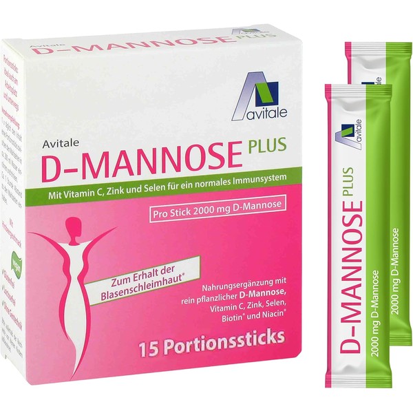 Avitale D-Mannose Plus 2000mg Stick with Niacin and Biotin to