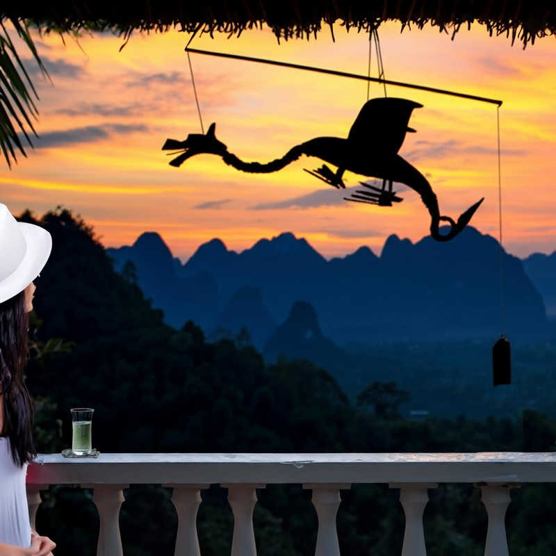 Tokoindah Handgefertigtes Bambuswindspiel aus Naturmaterialien – Auswahl: Drache, Vogel, Eule