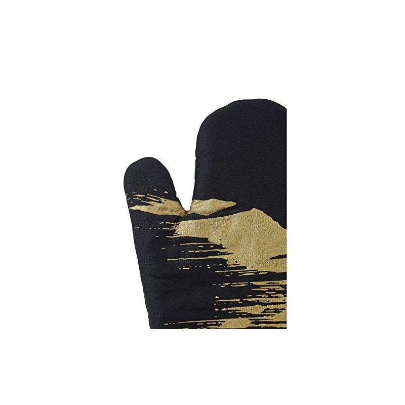 Premier Housewares Oven Glove, Cotton, Black/Gold, Single