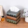 Hoowen Antique Wooden Book Tissue Holder, Decorative Square Tissue Cover