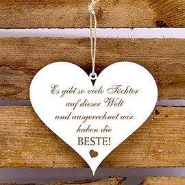Heart Saying "Beste Tochter der Welt" Decorative Sign Wooden Sign 13 x 12 cm (Wir haben die beste Tochter)