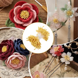 Ouligay 350Pcs Flower Stamens 3mm Double Heads Flowers Stamen for Flower Making Artificial Handmade Floral Stamens for Crafts Wedding Bouquet Scrapbook Decoration Easter supplies Yellow