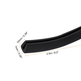 uxcell U Channel Edge Trim, 8.2ft Length Rubber Guard Seal Strip Edge Protector Flat Fit for 2.5-3mm Edge, (9/32" W x 25/64" H) Black