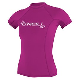 O'Neill Wetsuits Women's Wms Basic Skins Short Sleeve Rash Guard O'Neill UV Sun Protection Set-Fox Pink, Small, S