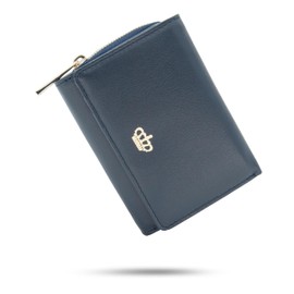 Baur Women's Wallet, Genuine Leather Wallet with RFID Protection, Small Wallet with Card Slots and Coin Compartment, Soft Full Leather, Wallet with Press Stud Closure, darkblue, 11x 9 x 3,5 cm