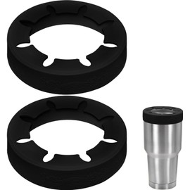 XccMe 2Pack Silicone Ring for 30 oz stainless Steel Tumbler,Reusable Iced Coffee Sleeve for Stainless Steel Tumbler,for 30oz YETI,RTIC,BJPKPK,for The Cup Mouth Diameter 3.9-4 inch (Black)