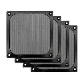Rejillas de filtro de ventilador de computadora de 120 mm con tornillos, malla de aluminio ultrafina, color negro, paquete de 4
