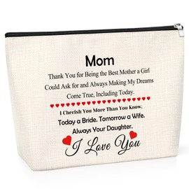 Mother of Bride Wedding Makeup Bag Wedding Gift for Mum from Bride Bridal Party Gifts Bridal Shower Gifts Thank You Appreciate Christmas Birthday Present for Mom Travel Cosmetic Pouch