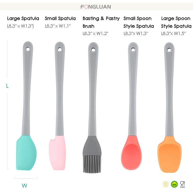 FONGLUAN Mini Silicone Spatula Set of 5 - Heat Resistant