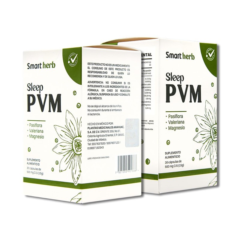Smart Herb Paquete Sleep PVM, Suplemento Alimenticio, 2 Piezas (30