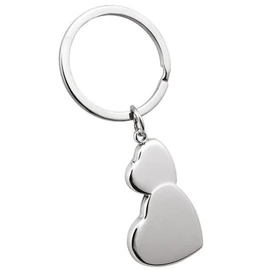 SILBERKANNE Exclusive Key Ring with Hearts 8 x 3.5 cm Premium Silver Plated Elegant Silver Plated Ready to Give as a Gift with Stylish Gift Packaging, silver