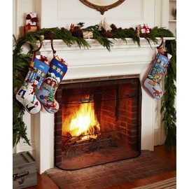 L.L.Bean 1000199374 Christmas Needlepoint Stockings, One Size, Holiday Dogs, Multicolored