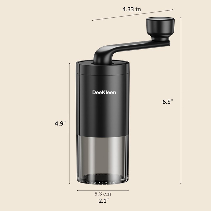 DeeKleen Manual Conical Burr Coffee Grinder, Ceramic Mill, Hand Crank,Portable,Perfect