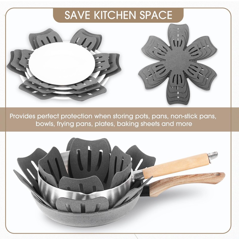 Nuogo 30 Pieces Pot and Pan Protectors, 5 Different Size,