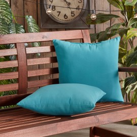 South Pine Porch Outdoor 17-inch Square Accent Pillow, Set of 2, Teal 2 Count