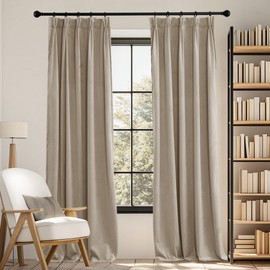 RYB HOME Velvet Curtains 84 inches 2 Panels Set, Pinch Pleated Room Darkening Thermal Insulated Luxury Decor for Bedroom Parlor Nursery, Camel Beige, W38 x L84 inches