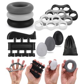 Pack of 10 finger trainers, kneading ball, hand trainer, kneading ball for hands therapy, osteoarthritis training, strengthening the fingers and hand for climbing guitar