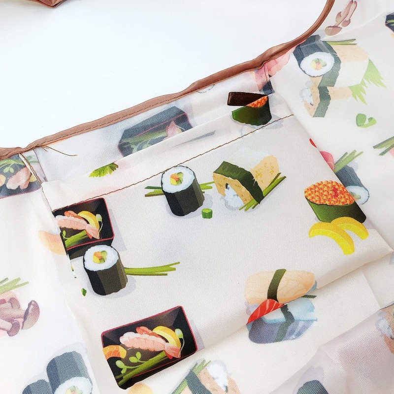 Bowbear Foldable Nylon Reusable Shopping Grocery Bag, Sushi Bento