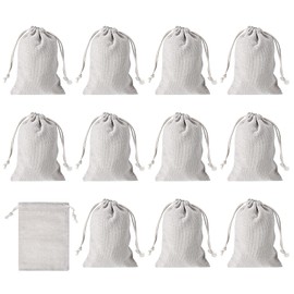 PATIKIL 6"x4" Coin Sacks Bag, 12 Pack Bank Coin Deposit Change Transit Bags Canvas Money Bag with Drawstring Gift Bag Style 1, Beige