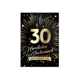 Friendly Fox 30th Birthday Card, 1 x Birthday Card, DIN A5 Folding Card, Happy Birthday