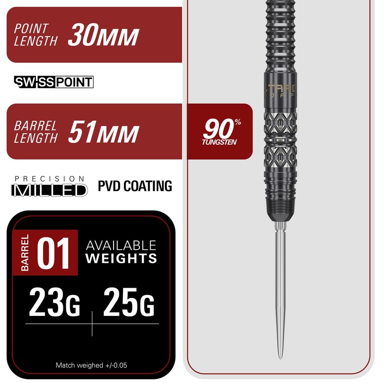 Target Japan Black Marque Creed Steel Tip Darts with Kflex,