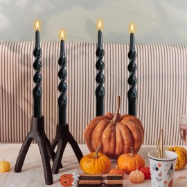 Halloween Taper Candle Black Candles - 4 PCS Spiral Candles Unscented Twisted Candlesticks 10 Inch for Dinner Wedding Home Decorcolor: Black, size: 0.87 inches*9.8 inches