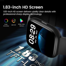 Reloj inteligente con Alexa integrada, pantalla táctil HD de 1.83 pulgadas con llamadas Bluetooth, reloj de fitness con monitor de frecuencia cardíaca/sueño, más de 120 modos deportivos, reloj