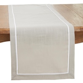 Saro Lifestyle Classic Border Design Table Runner, Grey, 16"x70"