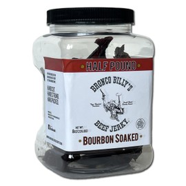 Bronco Billy's Beef Jerky Bourbon Soaked Half Pound Jar - 8oz - New Jar Design