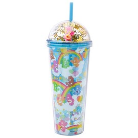 Silver Buffalo Care Bears Multi Character Rainbows Clouds and Stars 24oz. Dome Top Travel Tumbler