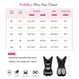 Nebility Plus Size Shapewear Bodysuit for Women Tummy Control Body Shaper Seamless Faja Colombian Waist Trainer Girdle(Black Plus Size Plus Size,1X)