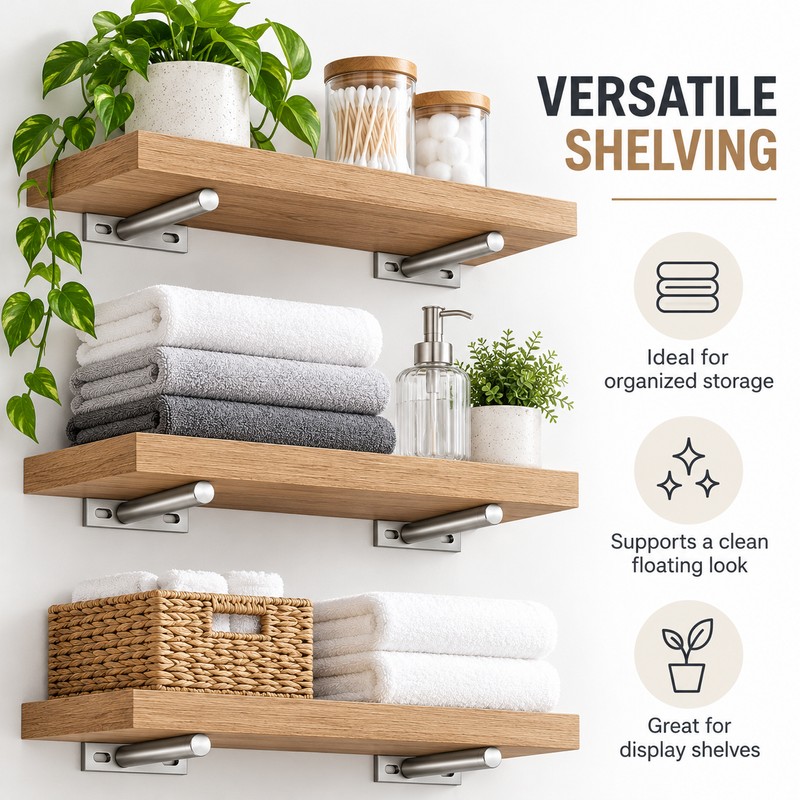 4PCS Invisible Floating Shelf Brackets Heavy Duty Solid Metal Hidden