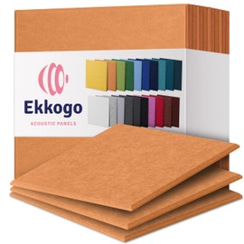 Ekkogo Acoustic Panels 12-Pack Soundproof Wall 12"X12"X0.4" - High Density Sound Dampening [70'S Orange Square]