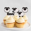 Ercadio 24 Pack Sheep Cupcake toppers Black Glitter Farm Animals