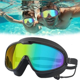Goggles Natación, Gafas de Natación Anti Niebla UV, Anteojos de Natación Ajustables de Silicona, Sin Fugas, Máxima Comodidad, Gafas para Niños y Niñas (Negro)