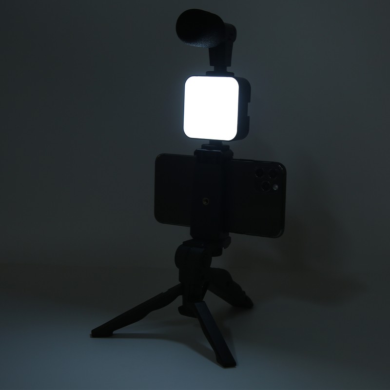 Smartphone Video Kit Tripod Mobile Phone Clip Fill Light Microphone