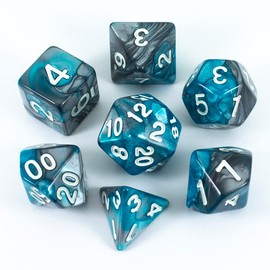 Paladin Roleplaying Grey and Blue DND Dice Set - 'Frostblade'
