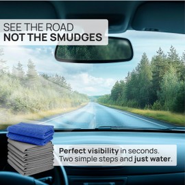 Claro Glass Towels Car Detailing 8-Pack – Streak Free Windshield Cleaner Cloth | Auto Glass Cleaner for Car Windows, Mirrors & Screens | Microfiber Car Cleaning Cloth for Detailing & Interior Use
